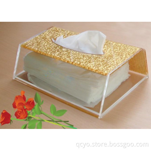 gold tissue box holder acrylic plexiglass QCY-TB-15